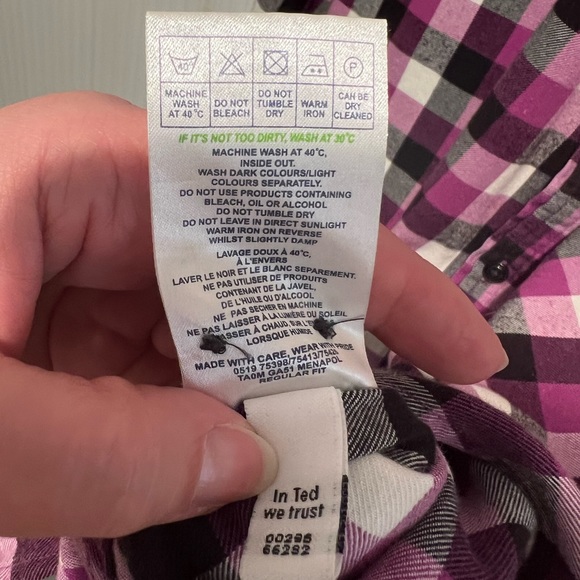 BORN BY TED BAKER Purple, Black & White Checked Flannel Shirt, Ted sz. 4/Large - Picture 6 of 8